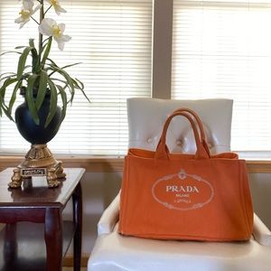Prada Canapa Large Tote Canvas Bag